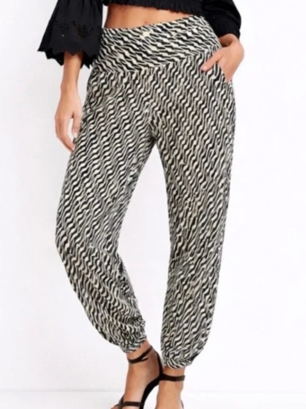ANTHROPOLOGIE LINEN BLEND GEOMETRIC JOGGER SIZE 12